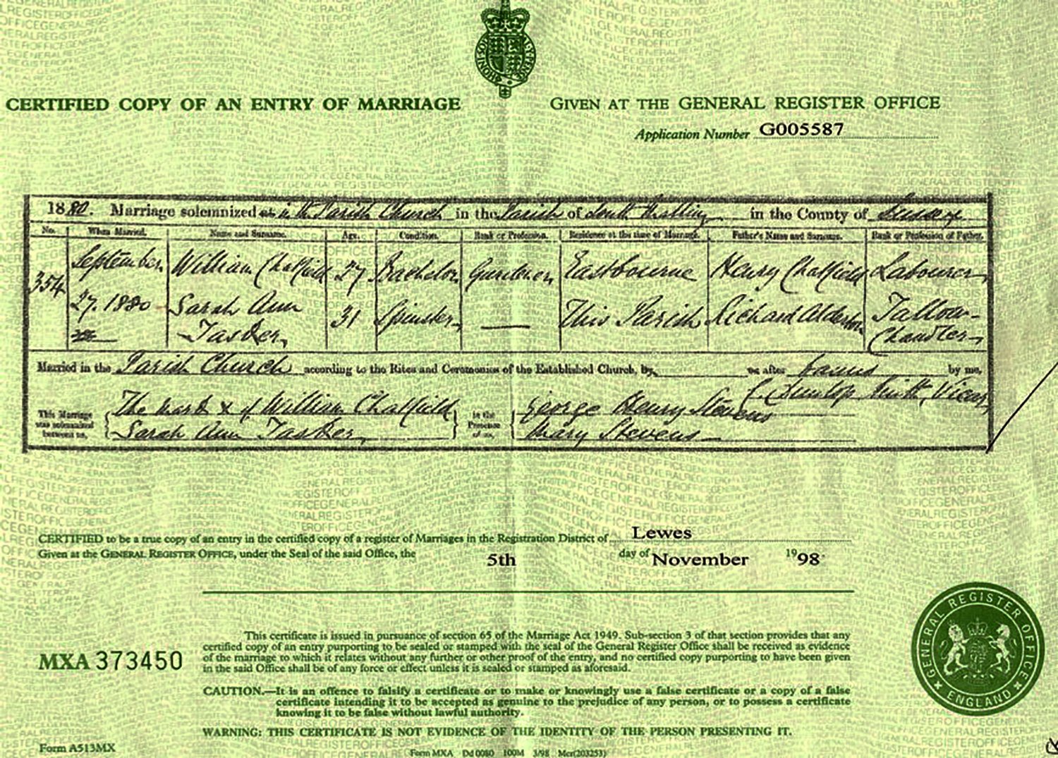 Marriage CHATFIELD William 1840-1930 certificate.jpg